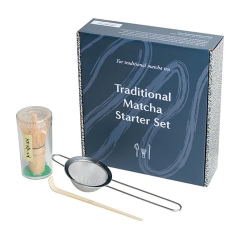 Naoki Matcha Traditional Matcha Starter Set - Bamboo Matcha Whisk (Chasen), Scoop (Chashaku), Stainless Steel Sifter - Japanese Matcha Tea Set Cover