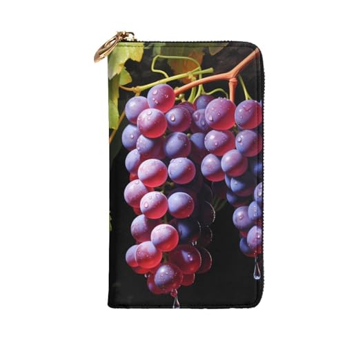 Leather Wallet - Stylish and Durable Wallet for Women with Multiple Compartments and Zipper Design Fresh Grapes Picture2
