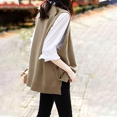 Image of HangNiFang Women's Round Neck Sleeveless Pullover Ribbed Knit Sweater Vest