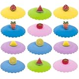 Aspire 12 tapas de silicona para frutas, antipolvo, herméticas, reutilizables, para bebidas frías y calientes, café, té