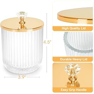 Jenseits 2PCS Qtip Holder Bathroom Set, Clear Glass Apothecary Jars with Lid and Cotton Ball Round Pad Holders for Bathroom Vanity Storage and Organization, Farmhouse Bathroom/Home Decor Jenseits 2PCS Qtip Holder Bathroom Set Clear Glass Apothecary Jars with Lid and Cotton Ball Round Pad Holders for Bathroom Vanity Storage and Organization Farmhouse BathroomHome Decor