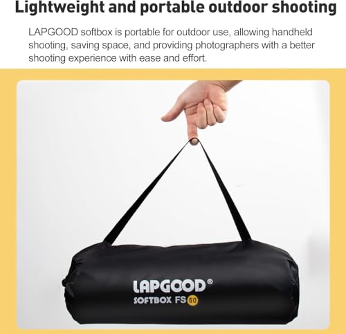 LAPGOOD FS60 Softbox 60cm Softboxes, Quick Release Foldable Softbox with Honeycomb Grid, S-Type Flash Bracket, Bowens Mount and Carrying Bag, Soft Box for Studio Photography Video Flash