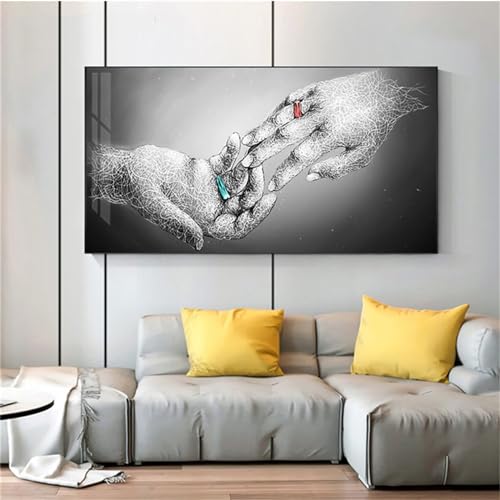 Broderie Diamant Main de Couple - Grand Format 90x180cm Déco Salon