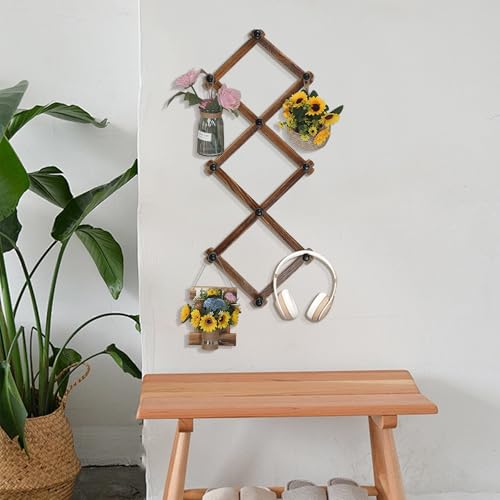 Wgfkvas 2 Pack Expandable Coat Rack, Accordion Wall Hangers, Wooden Hat Rack Wall Mounted thumb #6