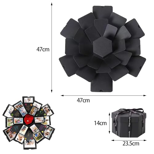 Überraschung Box Kreative DIY Fotoalbum Explosion Box Schwarz Geschenkbox für Weihnachten Geburtstag Jubiläum Valentinstag