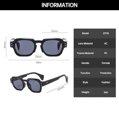 YAMEIZE Retro Classic Square Sunglasses - Trendy Square Shades UV400 Protection Rectangle Eyewear Outdoor for Women Men3