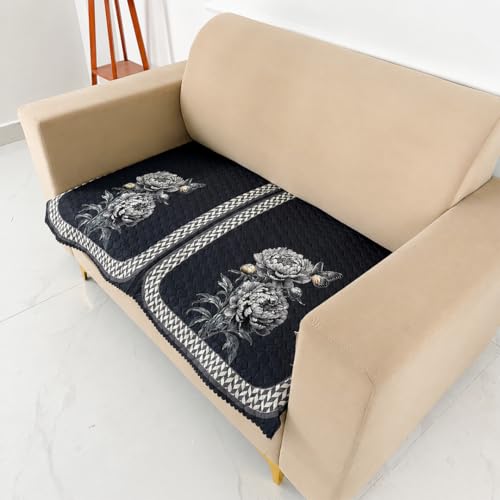 Image of Homerz 'Brooklyn Series' Premium Sofa Cover | Quilted Floral Design | Non-Slip Washable Sofa Protector | Soft Anti Slip Fabric (Ny Grey, 2 Seater, Only Seat Cover)
