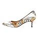 Women's High Heels/Gold Chain Black White Zebra Printed Pumps/Elegant Printed Closed Toe Shoes/Fashion Dressy Low Heels/Party Stiletto Low Heels Size 6