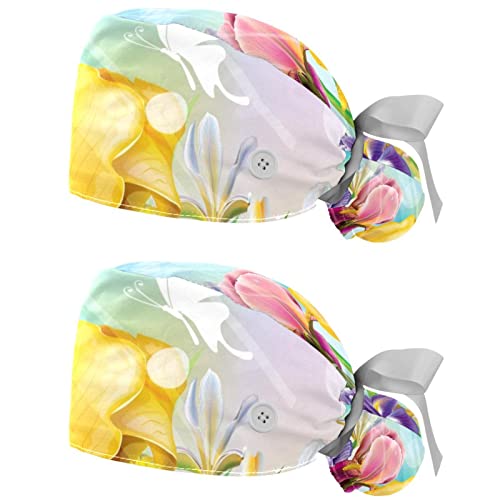 Chapeaux bouffants Hawaii Aloha pour la cuisine et les soins professionnels en lot de 2
