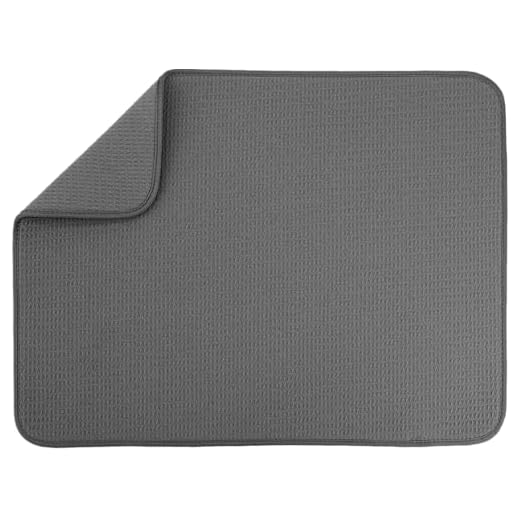S&T INC. Absorbent, Reversible XL Microfiber Dish Drying Mat for Kitchen, 18 Inch x 24 Inch, Charcoal