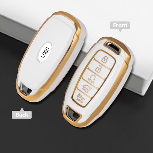 Funda de TPU suave para Hyundai de 5 botones color blanco 4