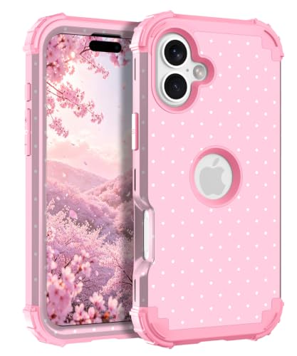 Coque iPhone 17 Hocase antichoc rose à pois pour smartphone Apple 6,3 pouces