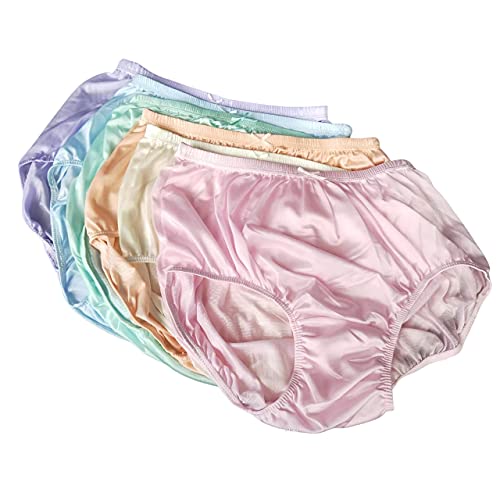 Littledream 6 Pcs Vintage Plus Size 3XL Sheer Transparent Silk Nylon Panties Men Womens Full Cut Briefs Knicker Underwear Hips 44