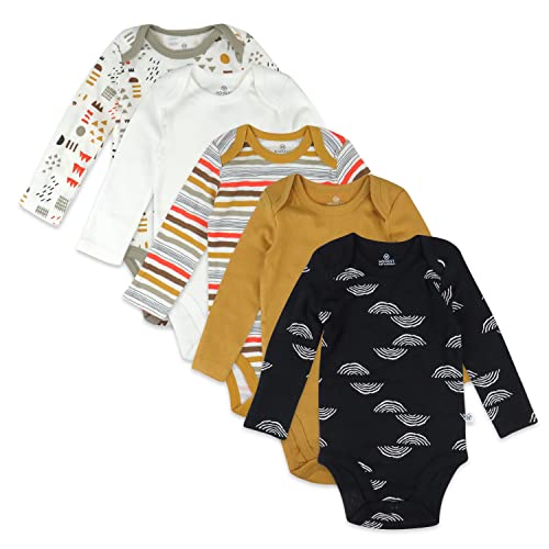 HonestBaby baby-boys Multi-pack Long Sleeve Bodysuits One-piece Organic Cotton for Infant Baby Boys, Unisex (Legacy)