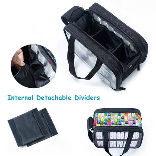 Image of Marker Organizer Case - Holds 72-96Markers | Portable Art Marker Storage Bag with Clear View Panels & Removable Dividers | Marker Holder for Alcohol Markers, Pens, Craft Supplies(Case Only)