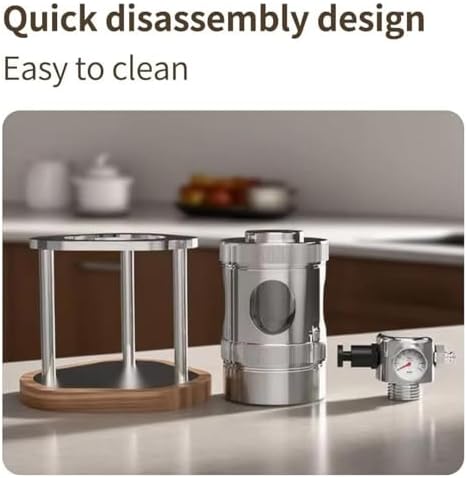 Manual Air Pressure Coffee Maker, Espresso Maker Manual Coffee Machine, Stainless Steel, 16Bar Fast Extraction, with Pressure Gauge, Compact for Camping Home Use (51mm)