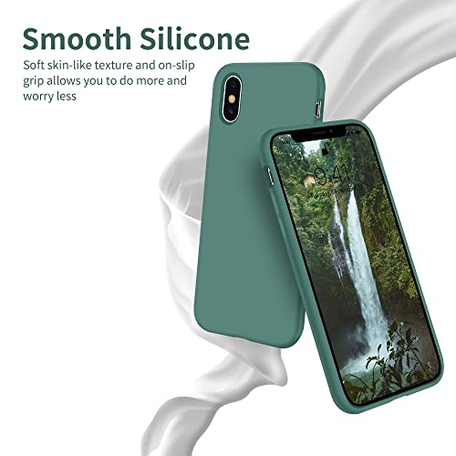 Otofly Iphone X Case,Ultra Slim Fit Xs Case Liquid Silicone 10 With Full Body Protection Anti-Scratch Shockproof Bumper,Soft Microfiber Lining 5.8 Inch, (Pine Green) #TOP2