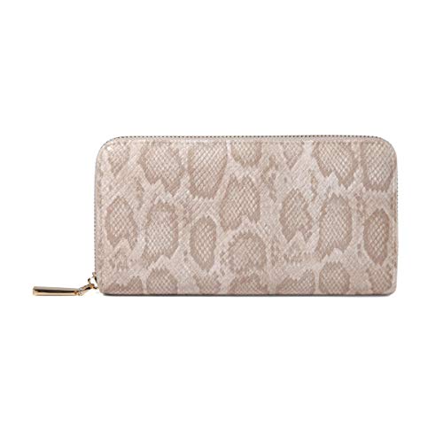 Daisy Rose Women’s Zip-Around Wallet & Phone Clutch With Rfid Blocking, Pu Vegan Leather - Cream Snake #TOP5