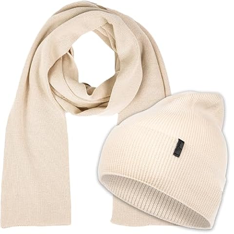 molti zestaw czapka i szalik dla kobiet – 100% wełna merino, OEKO-TEX® Standard 100 | Czapka i szalik, ciepły, oddychający i hipoalergiczny | Rozmiary: czapka 55–60 cm, szalik 204x24 cm Wybór kolorów