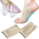 Kalevel Compression Arch Support Sleeves Sock Silicone Adhesive Arch Support Insoles Gel Pads for Flat Feet Plantar Fasciitis (Khaki Set, 2 Pairs)