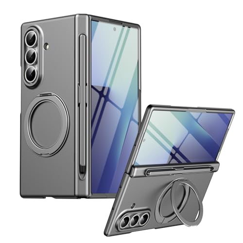 Coque Samsung Galaxy Z Fold 7 grise avec béquille rotative et film