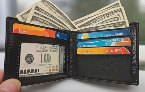 Ultra soft synthetic leather men's wallet, easy to carry, compact design, safe for holding cash cards, black, brown, suitable for personal use and gift giving (black)3