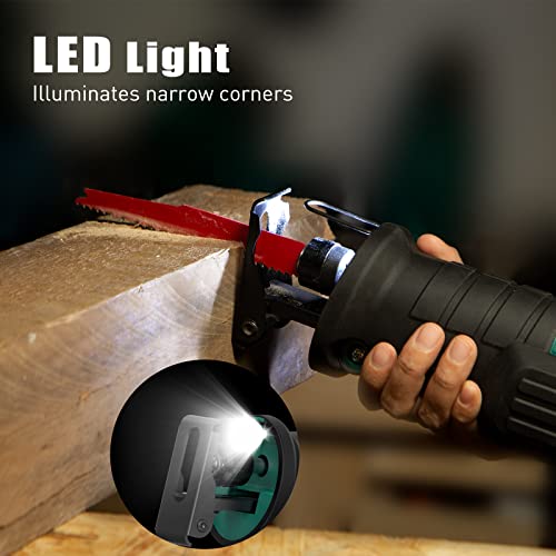 Hychika Reciprocating Saw, 18V Max Cordless Sawzall With 4.0Ah Battery, 2800Spm,7/8" Stroke Length, Variable Speed, Tool-Free Blade Change, 6 Saw Blades For Wood & Metal Cutting #TOP4