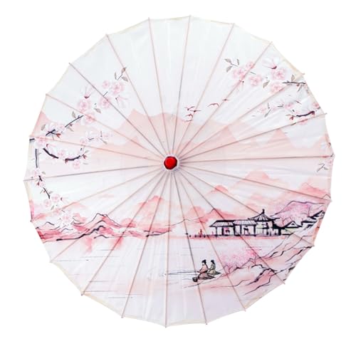 Shurhome Elegant Handmade Asian Parasol With Traditional Pattern Bamboos Silk Umbrella For Weddings And Cosplays