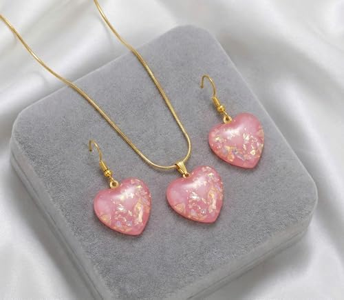 Jewellery For Less Romantic|Valentines Day|Gift Idea|For Her|Women| |Wife|friend|Lover|Fiance|Crush Gold Plated Glitter Heart Pendant Set For Women And (Green),Valentine_29 image 2