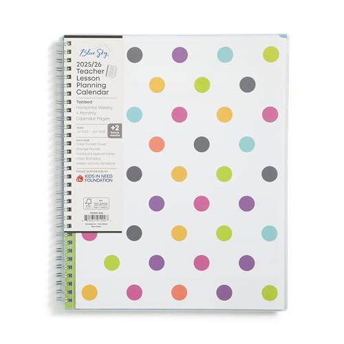 Blue Sky 2025-2026 Weekly and Monthly Academic Year Teacher Lesson Planner Calendar, July 2025 - June 2026, 8.5