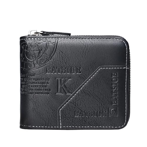 Zipper Men's Short Wallet, Large Capacity Coin Bag, Multi-Card Slot, Three-fold Perimeter Bag, Men's Wallet