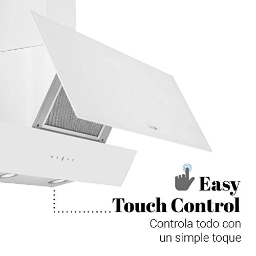 Detalle del control táctil de la campana extractora UniversalBlue, fácil de utilizar con un solo toque