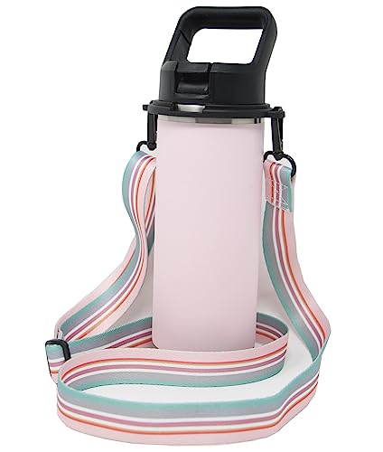 One MissionX Bottle Sling for YETI Rambler Shoulder Strap Carrier for 64oz 46oz 36oz 26oz 18/12oz Water Bottles Durable Accessories for Walking & Hiking (Stripes Rambler 12 18 26 36 46 64 oz)