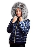 Wunderschöne Steppjacke mit Pelzbesatz für Kapuze aus Silberfuchsfell.