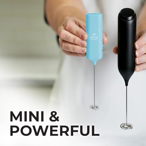 Image of Mini & Mighty Milk Frother Wand - Powerful Handheld Coffee Frother, Battery Operated Drink Mixer - Compact Pocket Size - Detachable Whisk for Latte, Cappuccino, Matcha, Hot Chocolate