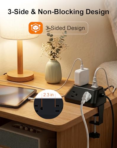 Regleta de Escritorio con Abrazadera VOGVAMSIN, 6 Tomas AC, 2 USB-C y 2 USB-A, Protección contra Sobretensiones 1440J, Cable de 10 pies miniatura 5