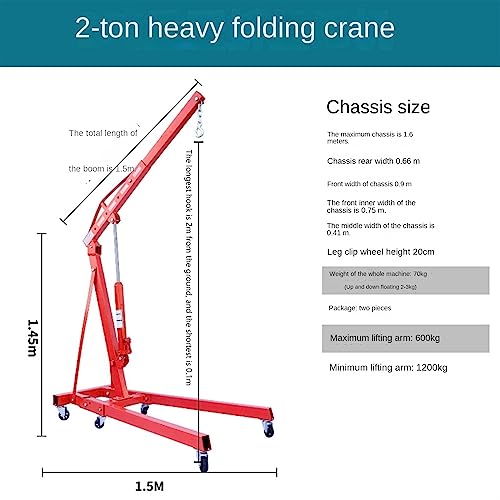 icVantA Hydraulic Mobile Hoisting Crane, Engine Maintenance Crane Small Crane, 2 Tons 3T Engine Hanger (Color : 3T Heavy Fixed 2pump) (2T Heavy Folding)