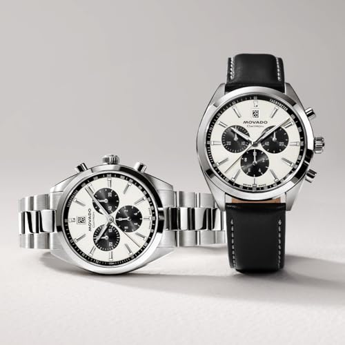 Movado Heritage Series Datron Men's Watch - Swiss Quartz Chronograph Movement, Calfskin Strap - 5 ATM Water Resistance - Sport Luxury Fashion Timepiece for Him - 41mm4