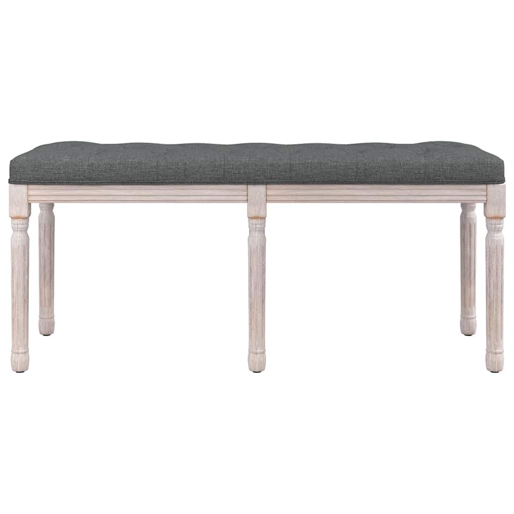 Ławka do siedzenia, ciemnoszara, materiał z tapicerką, 110 x 40 x 49 cm, drewniane nogi do korytarza, przedpokoju, salonu, stabilne siedzisko ze schowkiem i antypoślizgowymi filcowymi