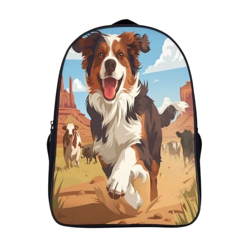 Mochila Border Collie preescolar 3D impermeable para niños y material escolar de guardería