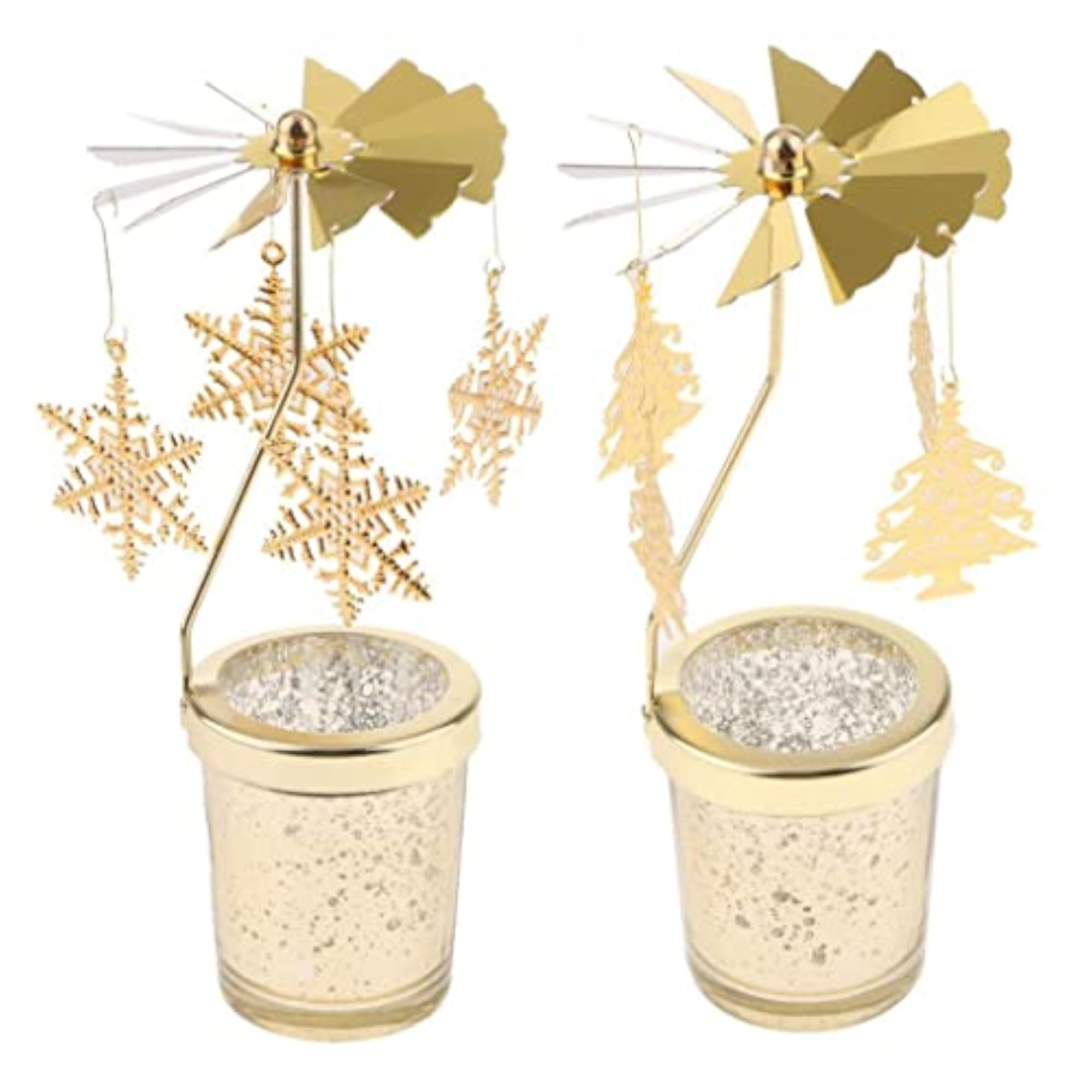 2PCS Christmas Rotating Candle Tea Light Holder