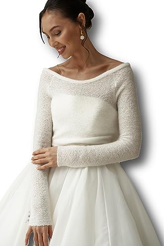 Bridal bolero, sweater for wedding dress, mohair jumper, ivory knitted sweater, cozy pullover for bride, wedding pullover, ivory bridal sweater, warm wedding shawl, bridal top