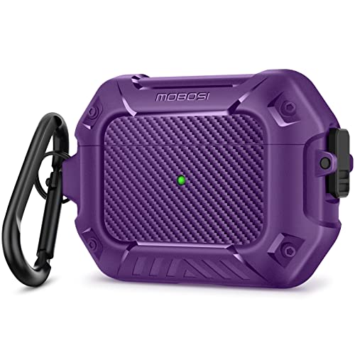 Mobosi For Airpods Pro 2Nd Generation Case 2022, Secure Lock Clip Carbon Fiber Airpod Pro 2 Case With Keychain, Full Body Shockproof Hard Shell Protective Cover For New Airpod Pro 2, Purple #TOP1
