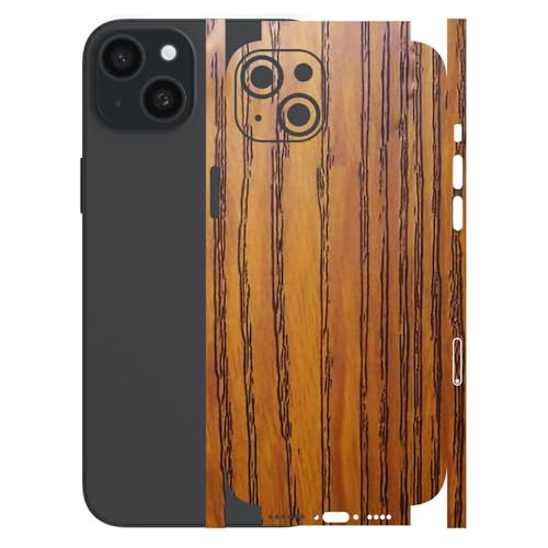 Image of AtOdds - Compatible for iPhone 15 Plus - Mobile Back Skin Sticker - Lamination - Back Screen Guard Protector Film Wrap (Coverage - Back+Camera+Sides) (Design - Caramel Wood)