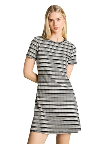 TOM TAILOR Denim 1050298 Robe, 39494-Rayures dégradées Noires et Blanches, M Femmes