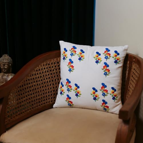 Image of Embroiderymaterial DIY Embroidery Cushion Cover Embroidery Kit for Beginners with Tulip Flower Design Cross Stitch Decorative Pillow Covers, Hand Embroidery Craft Kit for Home Decor (2PC, 16x16)