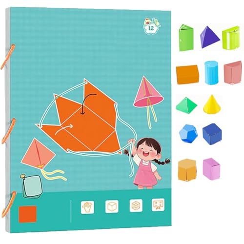 Libro Di Apprendimento Della Geometria 3D Pull String, Geometrie per Principianti Con 9, 12, 15 Modelli Geometrici Solidi, Libro Di Apprendimento Della Geometria 3D Con Intreccio