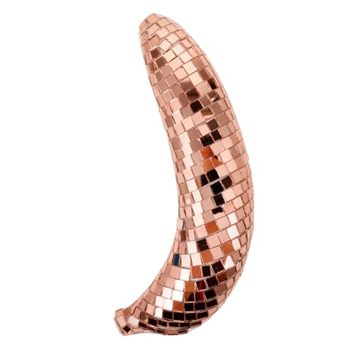 LUOZZY Rose Golden Disco Ball Banana Decor Disco Banana Fruit Model Golden Disco Banana Statue Fruit Shape Disco Ball Disco Party Table Decoration