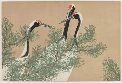 Fleurs des cent grues Kamisaka Sekka poster vintage pour décoration de chambre zen