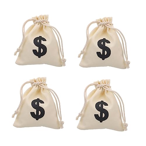 WRITWAA Bolsas Con Cordón Con Símbolo De Dinero 4 Unidades Pequeñas Bolsas Con Cordón Para Botín Monedas De Juego Bolsas De Con Cordón Para Fiestas Bolsas De Con